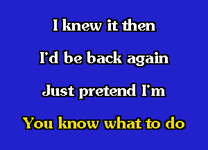 l lmew it then
I'd be back again

Just pretend I'm

You know what to do I