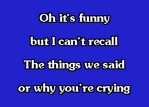 Oh it's funny
but I can't recall

The things we said

or why you're crying I