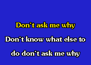 Don't ask me why
Don't know what else to

do don't ask me why