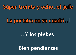 Stiper treinta y ocho, el jefe
La portaba en su cuadri. .I
..Y los plebes

Bien pendientes