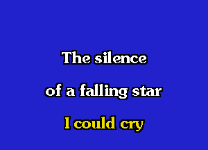 The silence

of a falling star

I could cry