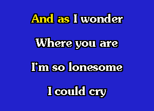 And as I wonder
Where you are

I'm so lonwome

I could cry