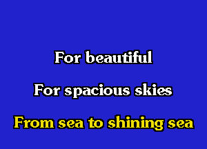 For beautiful

For spacious skies

From sea to shining sea