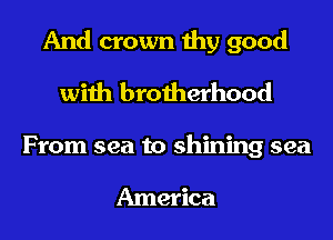 And crown thy good
with brotherhood
From sea to shining sea

America