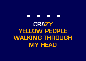 CRAZY

YELLOW PEOPLE
WALKING THROUGH

MY HEAD