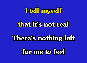 I tell myself

that it's not real

There's nothing left

for me to feel