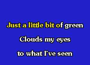 Just a little bit of green

Clouds my eyes

to what I've seen