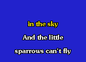 in the sky

And the little

sparrows can't fly