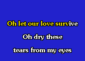 Oh let our love survive

Oh dry mace

tears from my eyes