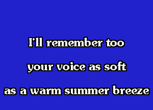 I'll remember too
your voice as soft

as a warm summer breeze