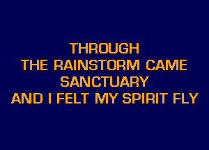 THROUGH
THE RAINSTORM CAME
SANCTUARY
AND I FELT MY SPIRIT FLY