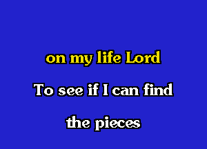 on my life Lord

To see if I can find

the pieces