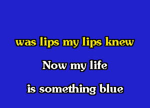 was lips my lips knew

Now my life

is something blue