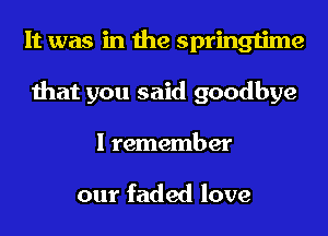 It was in the springtime
thatyousaklgoodbye
Inanenkmw

our faded love