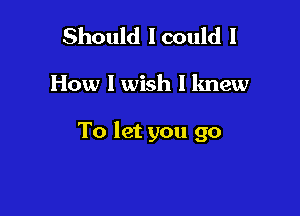 Should Icould I

How I wish I knew

To let you go