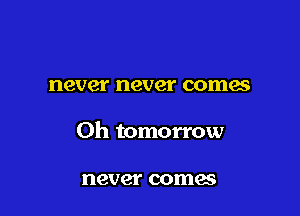 never never comes

0h tomorrow

never comes