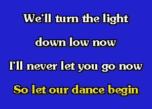 We'll turn the light
down low now
I'll never let you go now

So let our dance begin