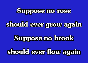 Suppose no rose
should ever grow again
Suppose no brook

should ever flow again