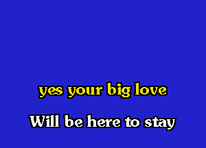 yes your big love

Will be here to stay