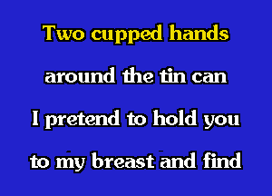 Two cupped hands
around the tin can
I pretend to hold you

to my breast and find