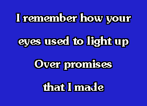 I remember how your

eyes used to light up
Over promises

that I made