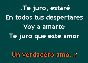 ..Te juro, estare'z
En todos tus despertares
Voy a amarte
Te juro que este amor

Un verdadero amo..r