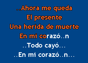 ..Ahora me queda
El presente
Una herida de muerte

En mi coraz6..n
..Todo cay6...
..En mi corazd..n...