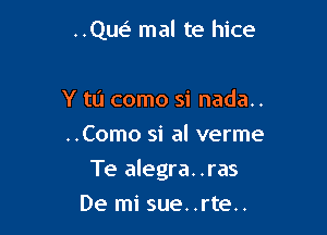 ..Que' mal te hice

Y to como si nada..
..Como si al verme

Te alegra. .ras

De mi sue..rte..