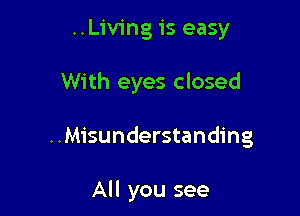 ..Liv1'ngis easy

With eyes closed

..Misunderstanding

All you see
