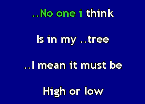 ..No one i think
Is in my ..tree

..I mean it must be

High or low