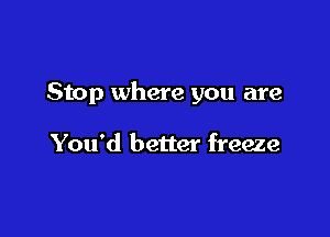 Stop where you are

You'd better freeze