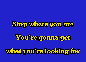 Stop where you are

You're gonna get

what you're looking for