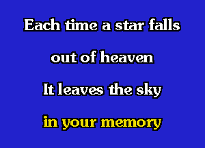 Each time a star falls
out of heaven
It leaves the sky

in your memory