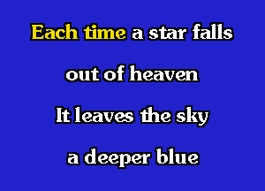 Each time a star falls

out of heaven

It leaves the sky

a deeper blue