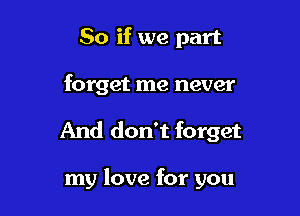 So if we part

forget me never

And don't forget

my love for you