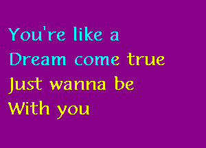 You're like a
Dream come true

Just wanna be
With you