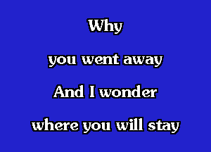 Why
you went away

And I wonder

where you will stay