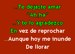 ..Te dejaste amar
uAh,han
..Y te lo agradezco

En vez de reprochar
..Aunque hoy me inunde
De llorar