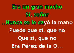 Era un gran macho
Si, sefmor
..Nunca se le cayc') la mano

Puede que si. que no
Que si, que no
Era Paez de la 0...