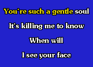 You're such a gentle soul
It's killing me to know

When will

I see your face