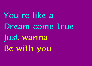 You're like a
Dream come true

Just wanna
Be with you