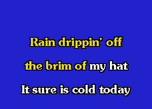 Rain drippin' off

the brim of my hat

It sure is cold today