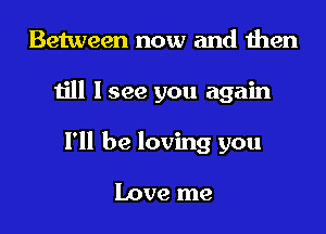 Between now and then
till I see you again
I'll be loving you

Love me