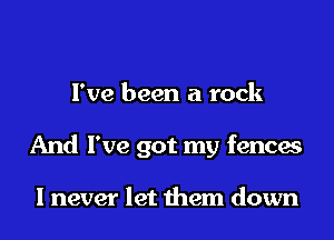 I've been a rock

And I've got my fences

I never let 11mm down