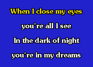 When I close my eyes
you're all I see

In the dark of night

you're in my dreams
