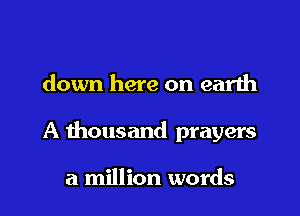 down here on earth

A thousand prayers

a million words