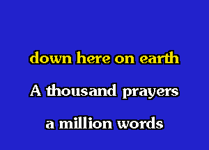 down here on earth

A thousand prayers

a million words