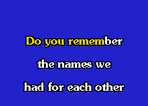 Do you remember

the namas we

had for each oiher