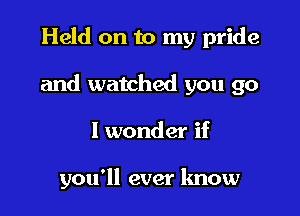 Held on to my pride
and watched you go

I wonder if

I held back the tears