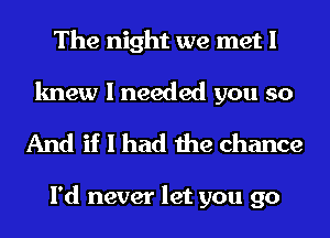 The night we met I
knew I needed you so

And if I had the chance

I'd never let you go